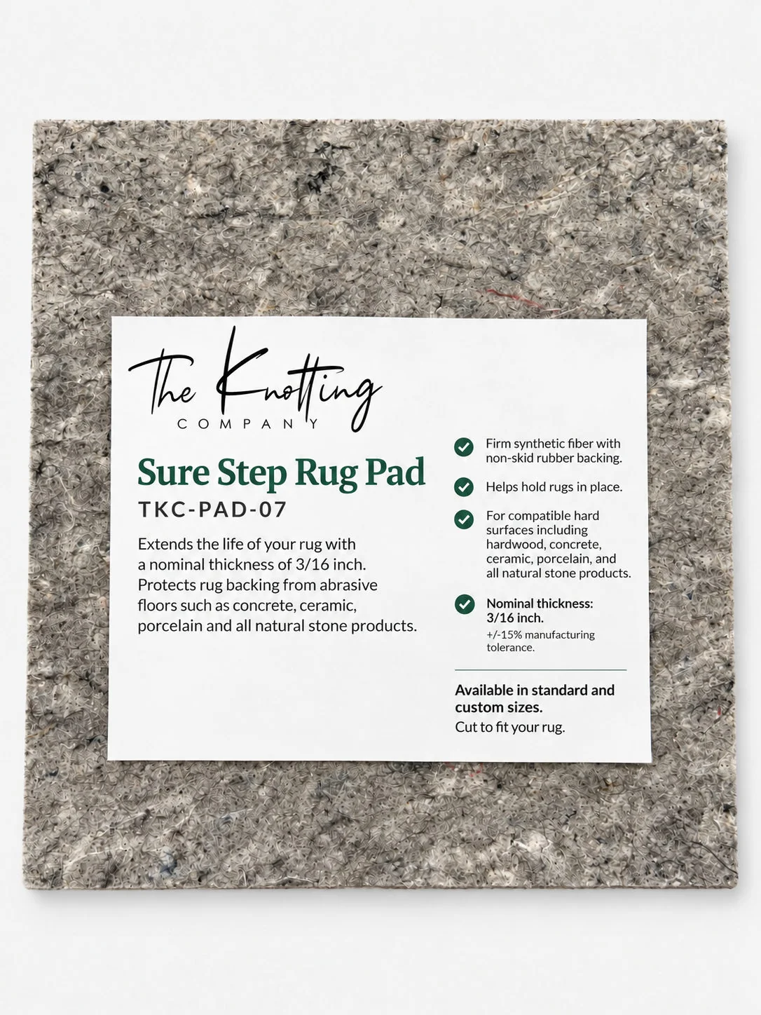Sure Step rug pad shown beneath a folded area rug